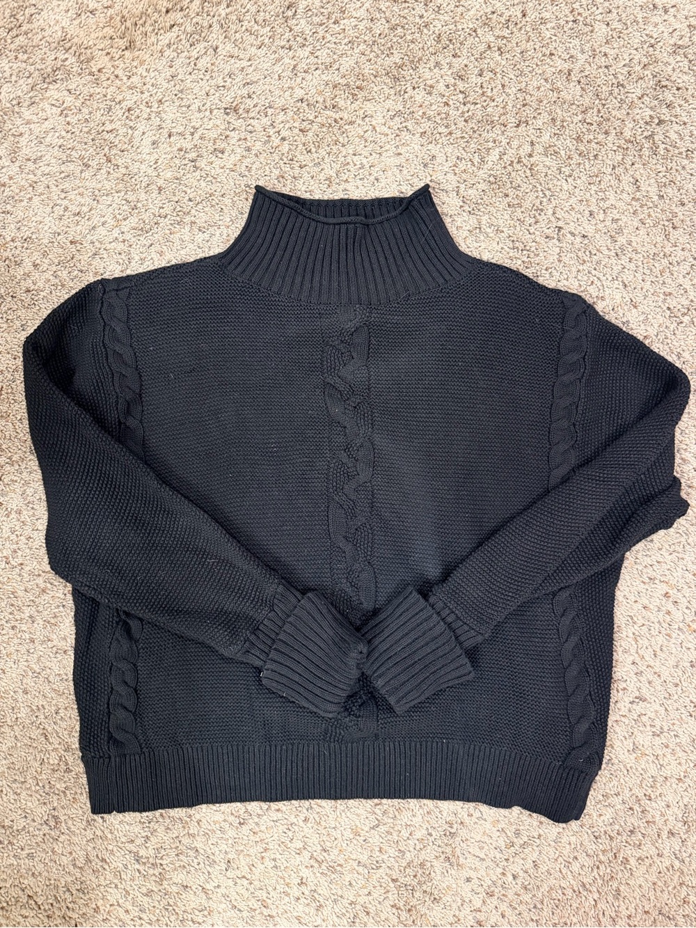 GAP Black Cable-Knit Turtleneck Sweater - Women
